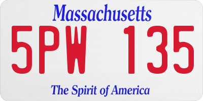 MA license plate 5PW135