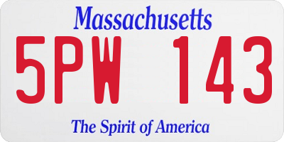 MA license plate 5PW143