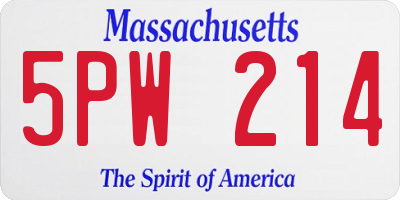 MA license plate 5PW214