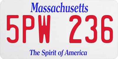 MA license plate 5PW236
