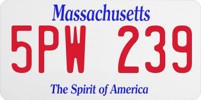 MA license plate 5PW239