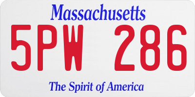 MA license plate 5PW286