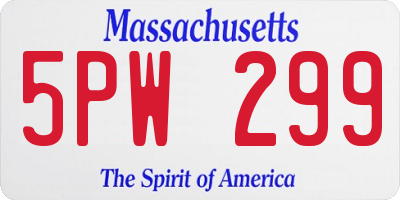 MA license plate 5PW299