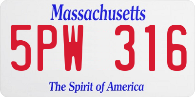 MA license plate 5PW316