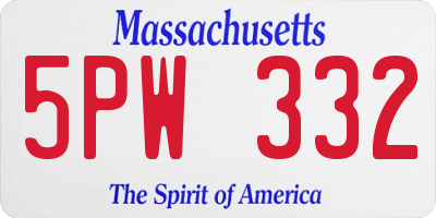 MA license plate 5PW332