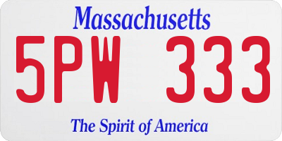 MA license plate 5PW333