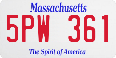 MA license plate 5PW361
