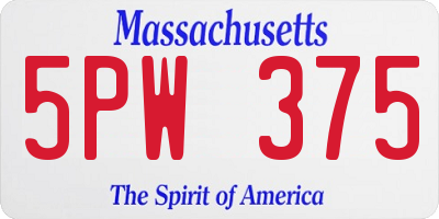 MA license plate 5PW375