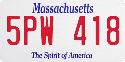 MA license plate 5PW418