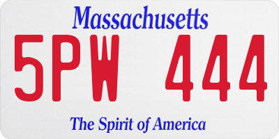 MA license plate 5PW444
