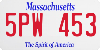 MA license plate 5PW453