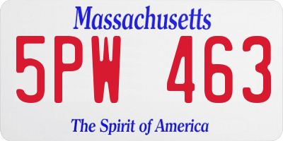 MA license plate 5PW463
