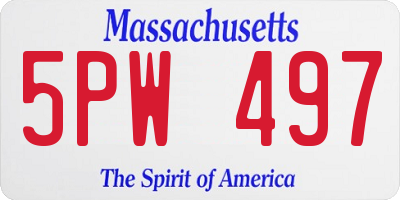 MA license plate 5PW497