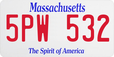 MA license plate 5PW532