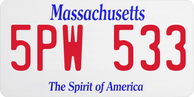 MA license plate 5PW533