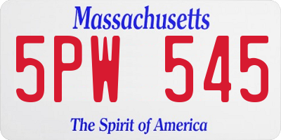 MA license plate 5PW545