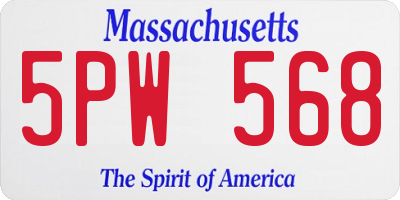 MA license plate 5PW568
