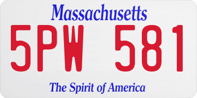 MA license plate 5PW581