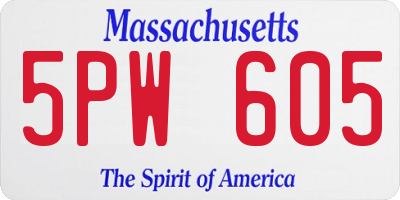MA license plate 5PW605