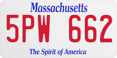 MA license plate 5PW662