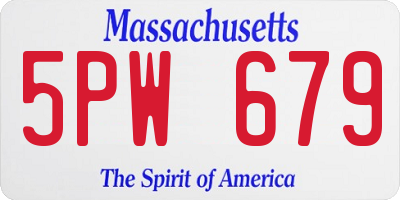 MA license plate 5PW679