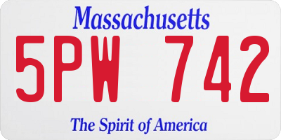 MA license plate 5PW742