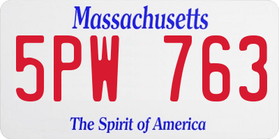 MA license plate 5PW763