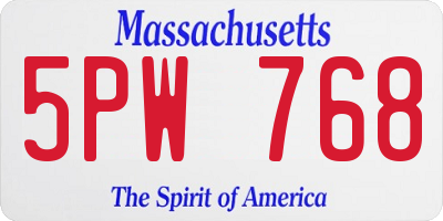 MA license plate 5PW768