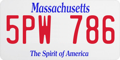 MA license plate 5PW786