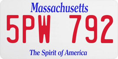 MA license plate 5PW792