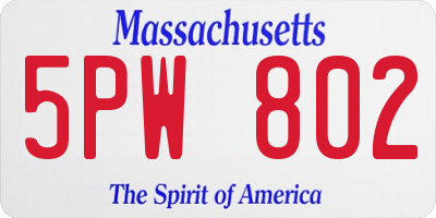 MA license plate 5PW802
