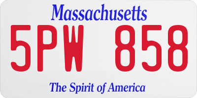 MA license plate 5PW858
