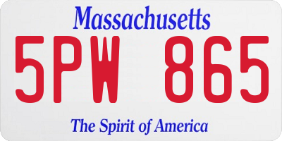 MA license plate 5PW865