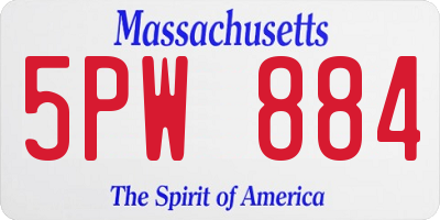 MA license plate 5PW884