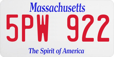 MA license plate 5PW922