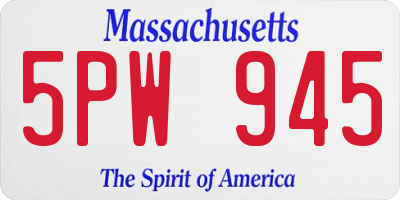 MA license plate 5PW945