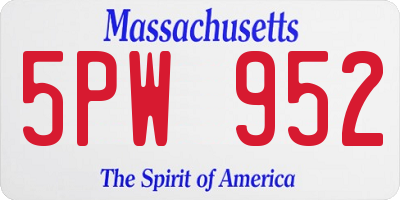 MA license plate 5PW952