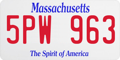 MA license plate 5PW963