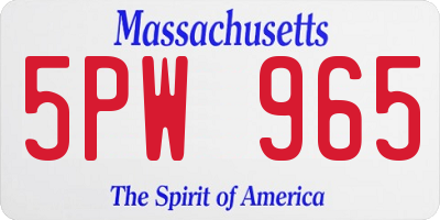MA license plate 5PW965