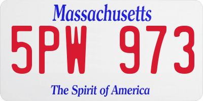 MA license plate 5PW973