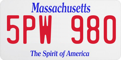 MA license plate 5PW980