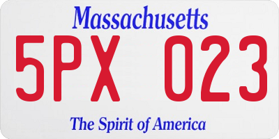 MA license plate 5PX023