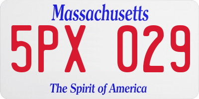 MA license plate 5PX029