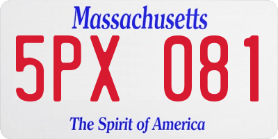 MA license plate 5PX081