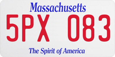 MA license plate 5PX083