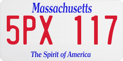 MA license plate 5PX117