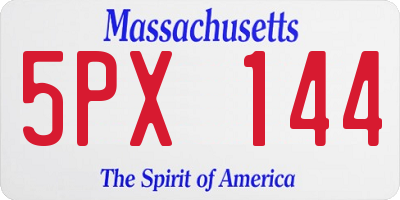 MA license plate 5PX144