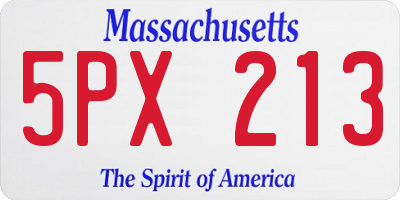 MA license plate 5PX213