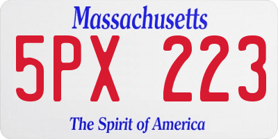MA license plate 5PX223