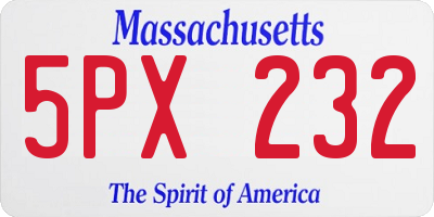 MA license plate 5PX232